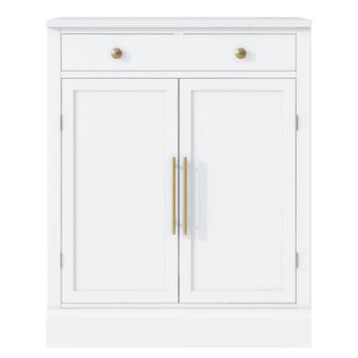 Modern Freestanding Kitchen Pantry,Buffet Food Storage, Coffee Bar Cabinet With Drawer, 2 Adjustable Shelves And 2 Door Shelves For Dining, Kitchen