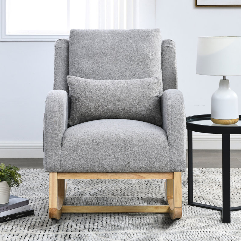 Fauteuil à bascule moderne à dossier haut avec coussin lombaire et poches latérales Modern