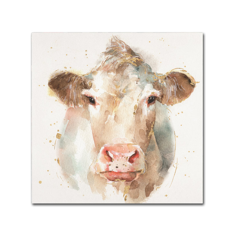 Farm Friends II Watercolor Cow Canvas Art