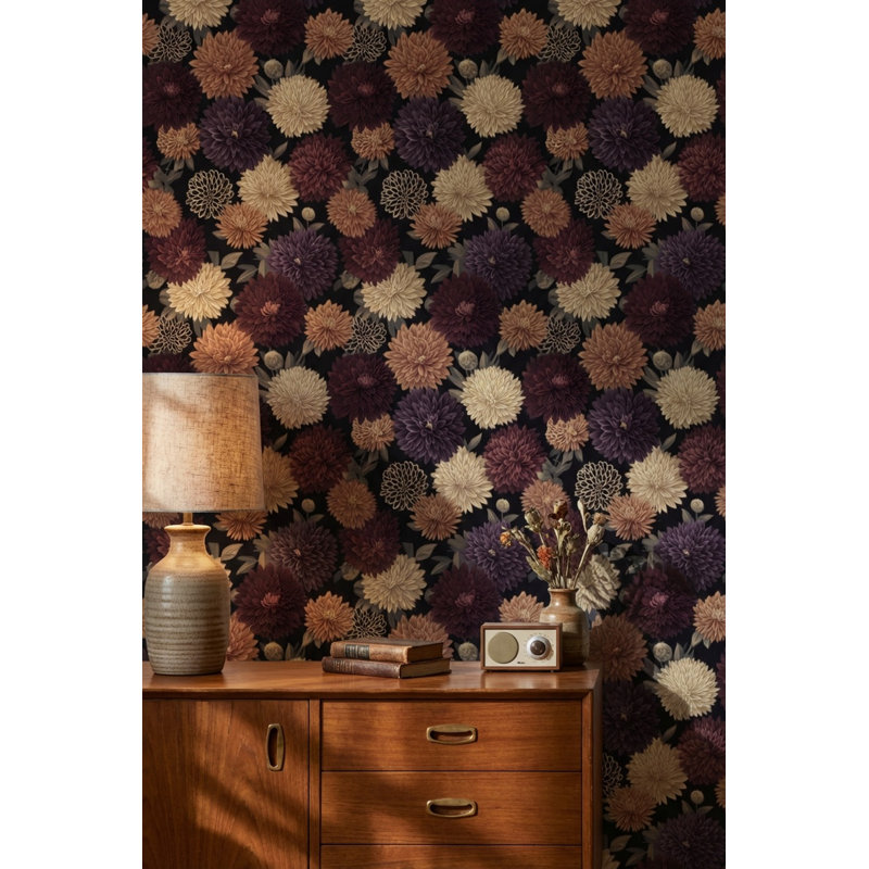 Papier peint floral rétro, Peler et coller