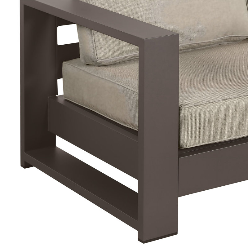 Hoyt 37.40” Outdoor Aluminum Armchair, Bronze, Khaki