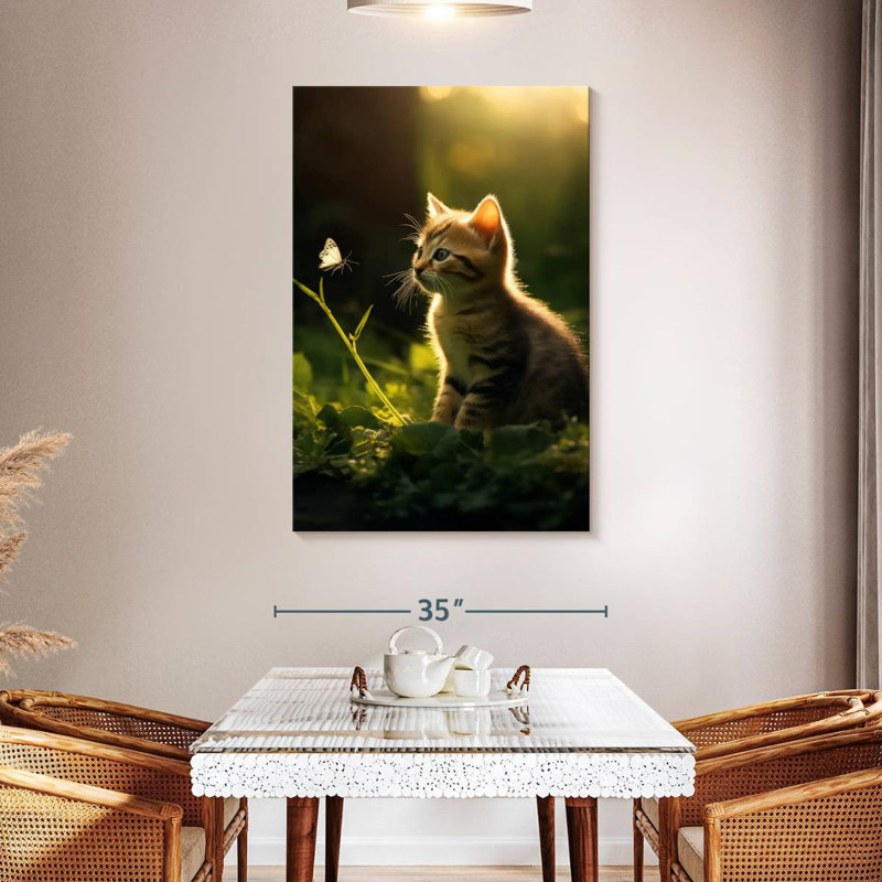 Brampt Kitten Watching Butterfly, 48" H x 32" W