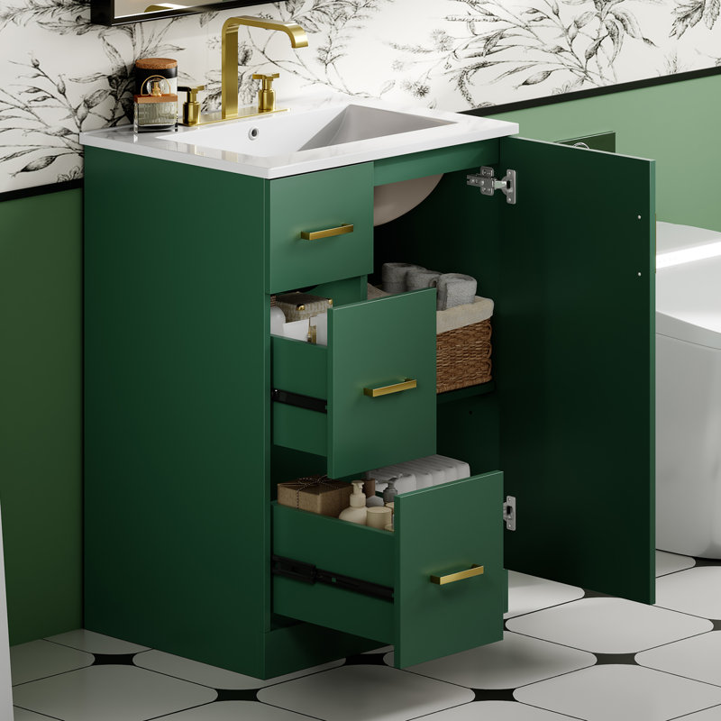 Meuble-lavabo moderne 24 po avec lavabo encastré et base