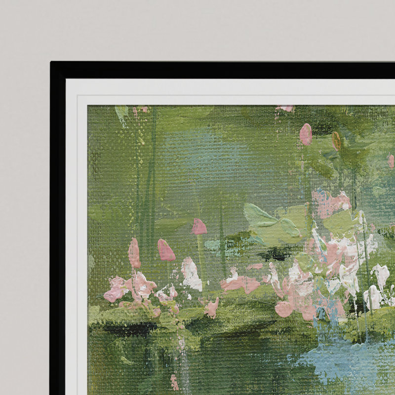 Celadon Waterlilies I - reproduction de cadre photo, Noir, H 26 po x l 36 po x P 1,5 po