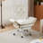 Beige Velvet Criss Cross Office Chair With Flip Up Armrests And Footrest-121632999-121632996