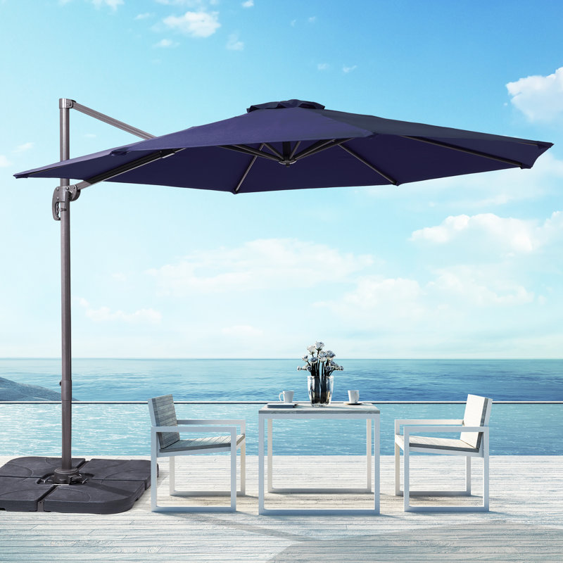 Parasol en porte-à-faux rectangulaire Sayhaan , Marine, H 106 po x l 138 po x P 138 po