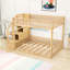Lit superposé double en bois avec escalier de rangement-129506187