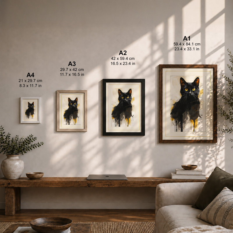 Yellow Eyes Modern - Framed Print, A3 - 42.0 x 29.7 cm, Walnut