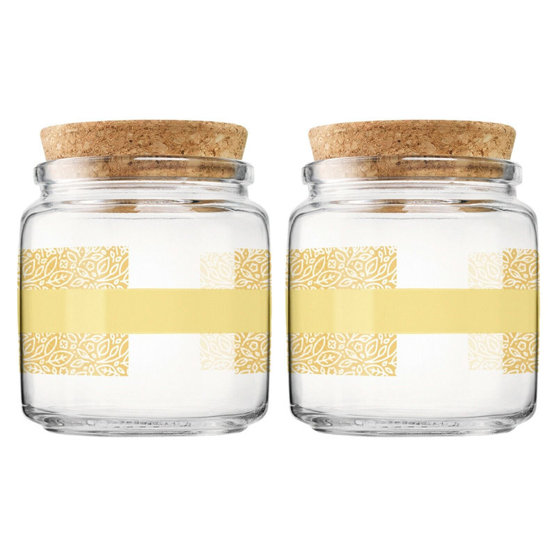 Glass Jar - Set of 2, Yellow