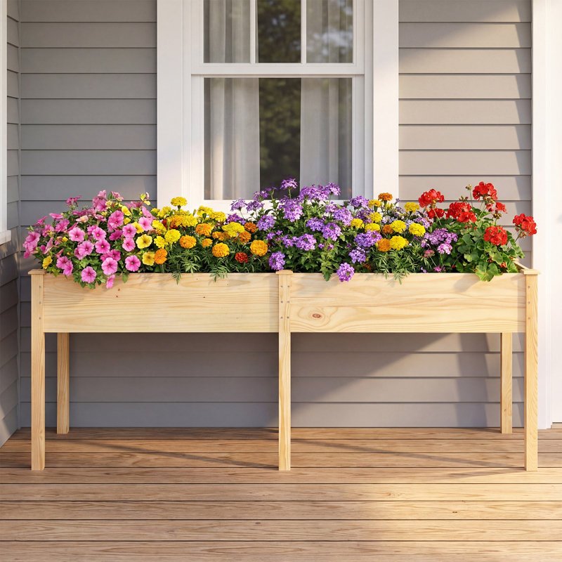  Lit de jardin surélevé pour l'extérieur avec pieds 73x23x30in, Beige