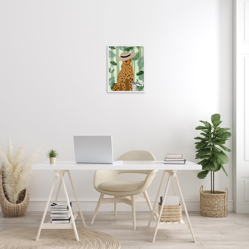 «Tropical Modern Leopard», estampe numérique par Elizabeth Medley, Estampe numérique encadrée blanc bord de mer