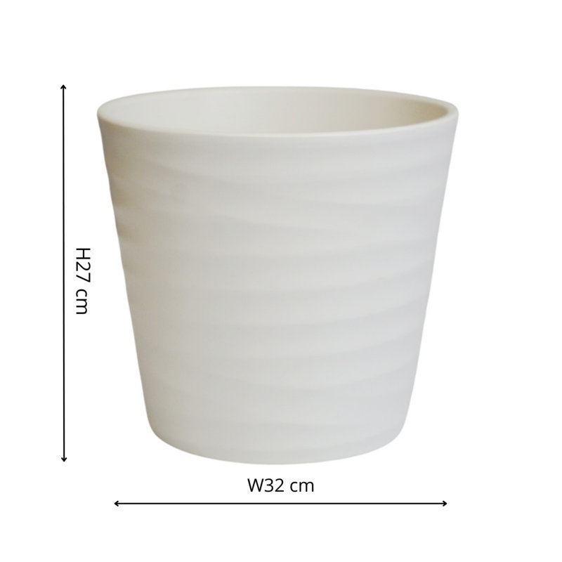 Oslo Taper Planter, 27cm H x 32cm W x 32cm D, White