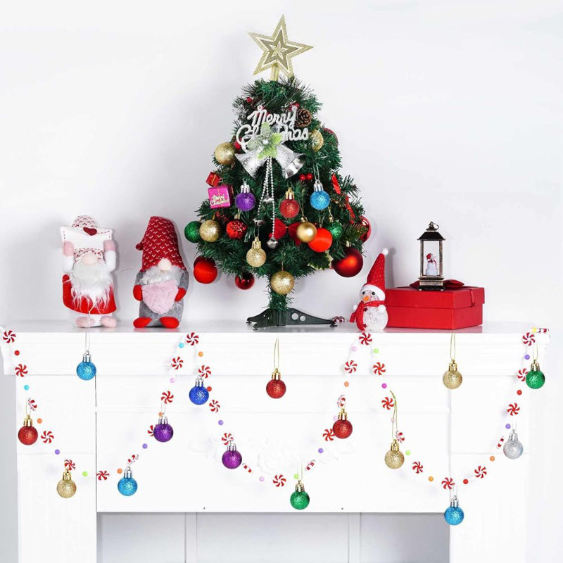 Noël peint avec boule, Rouge, H 5,91 po x l 3,94 po x P 3,94 po