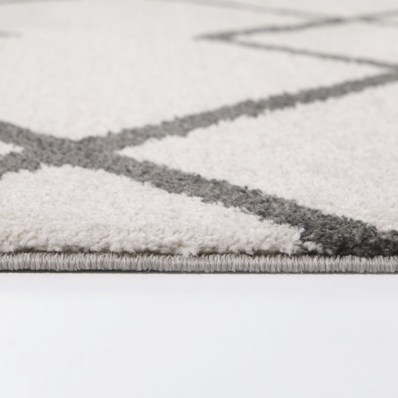 Tapis gris anthracite à motif géométrique Christine, Rectangle 5 pi 3 po x 7 pi