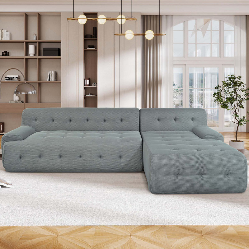 Minimalist L-Shaped Modular Sofa with Versatile Combos for Various Spaces, Gray Polyester