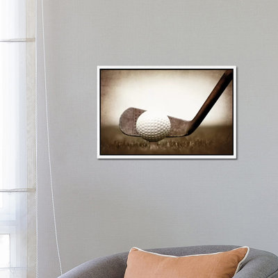 Golf Iron Vintage Grass 1 Piece Wall Art on Canvas