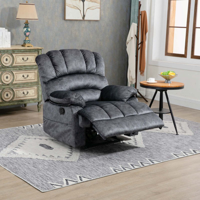 Waynette Recliner, Dark Gray Fabric