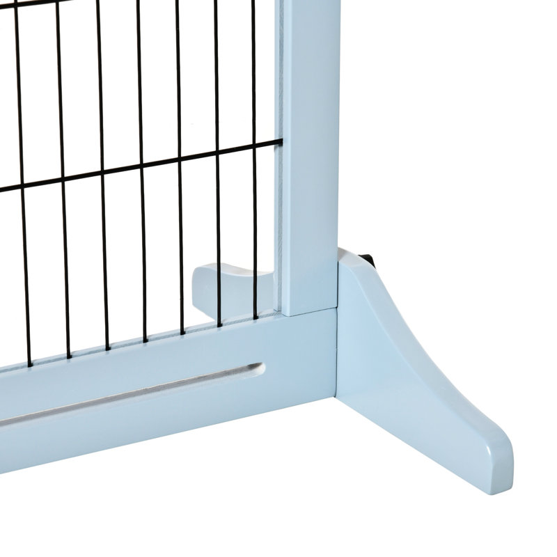 Barrière pour animaux - l 72 po x H 27,24 po, bleu-gris Largeur réglable pour les chiens et les chats. Matériaux. Bloque les entrées. Installation facile. Pour animaux de compagnie de petite et moyenne taille, très large, 27,24 po, bleu-gris, animaux
