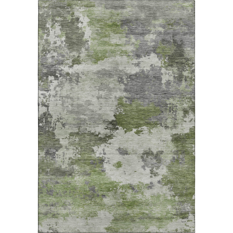 Premium Machine Washable Mayfield AMF2144 abstract Rug, 8' x 10', Olive
