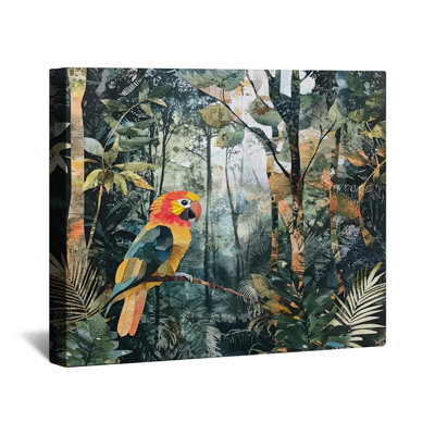 Colorful Parrot In Jungle Canvas Gallery Wrap in Many Sizes