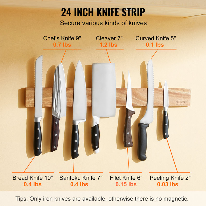 Bloc à couteaux magnétique VEVOR, 24"