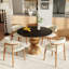 Table de salle à manger ronde moderne avec table en pierre frittée de qualité supérieure et base en bois massif robuste pour 2/4/6-1007300664-1007300665