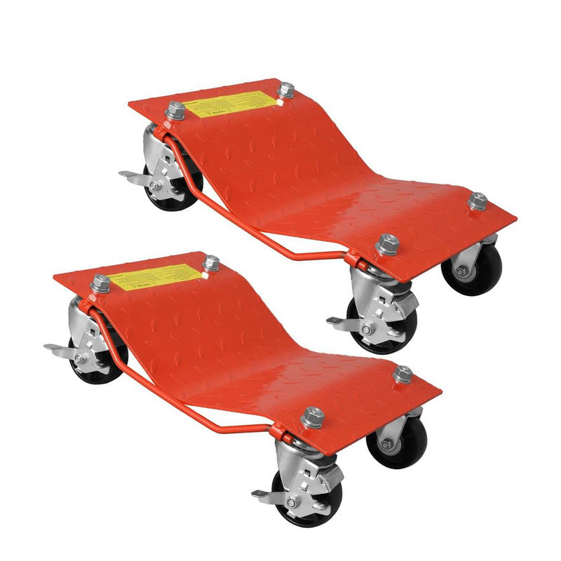 Heavy Duty Car Dollies Set of 2 - Wheel Dolly Set with Casters for Garage, Auto Shop, & Vehicle Maintenance, Orange