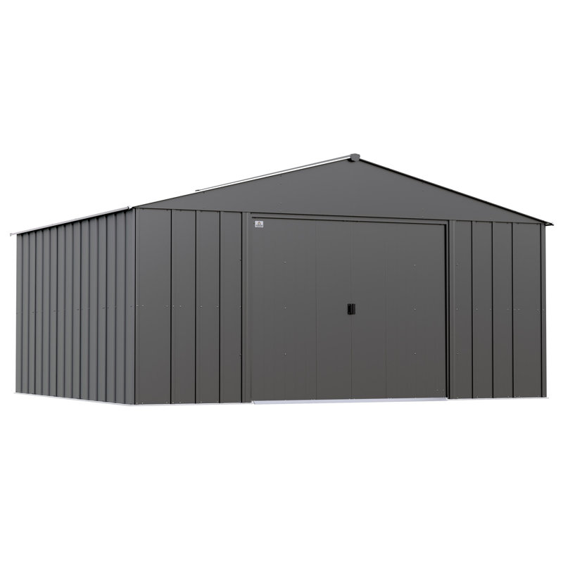Charcoal Gray 14' x 12' Steel Storage Shed