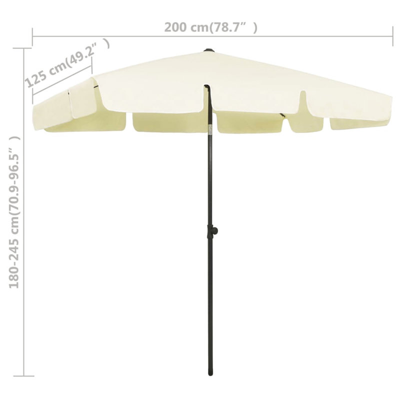 Mathias 200cm X 125cm Rectangular Beach Parasol, Yellow