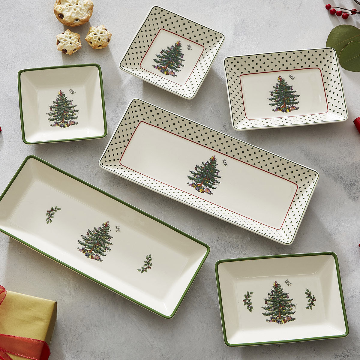 Christmas Tree Polka Dot Tray