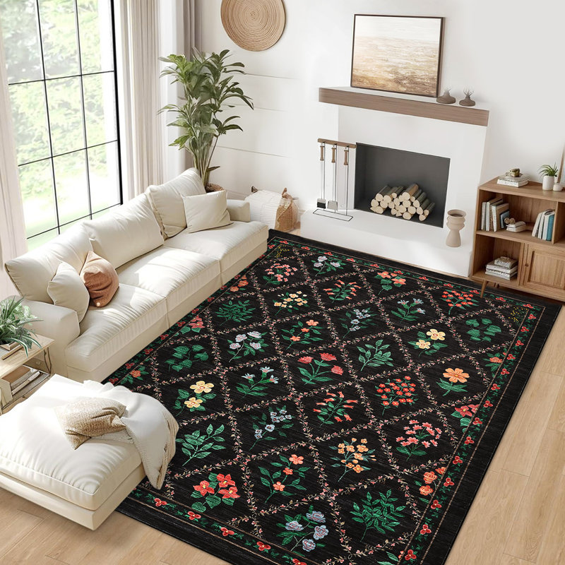 Tapis de chambre à coucher pour tapis de salle de jeu, Black, Rectangle 10' x 13'