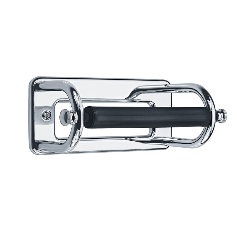 Classic Black Loo Roll Wall Mount Toilet Paper Holder, Polished Chrome/Black