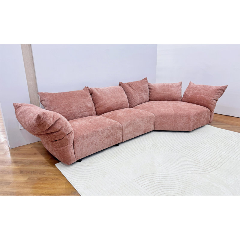 Canapé modulaire Blossom Embrace, Orienté à droite, Tissu rose