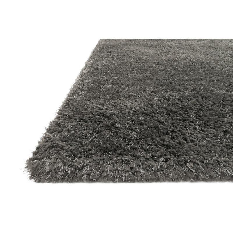 Tapis gris anthracite à poils longs Montanez, Rectangle 5 pi x 7 pi 6 po