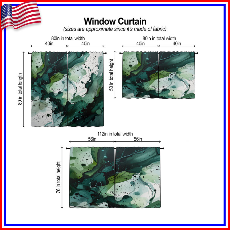 Rideaux abstraits abstraits et transparents - 2 panneaux, 20in x 50in - 2 panels, Obscurcissement de chambre