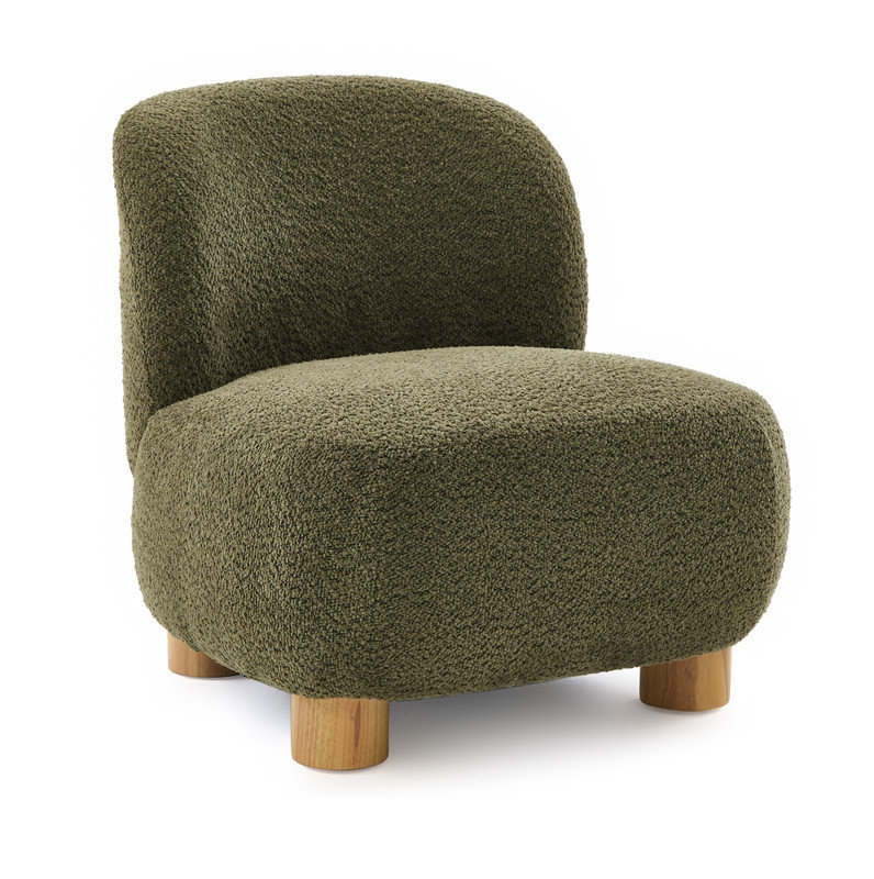 Chaise d'appoint rembourrée Boucle, vert olive, Vert olive