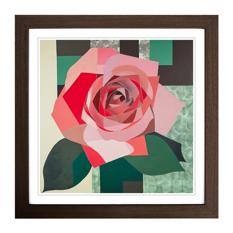 Rose Bauhaus No.1 - Single Picture Frame Print on Wood, Walnut