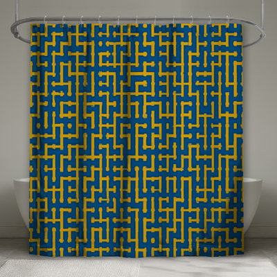 Rideaux de douche bleu et jaune
