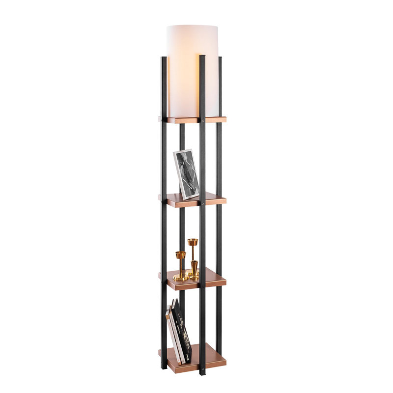 Lampe sur pied de style scandinave, corps en métal noir et cuivre, 9,8 x 9,8 x 51,2 pouces | Douille Max E27 de 40 W, double câble isolé de 13,2 pi, interrupteur marche / arrêt | Design élégant et minimaliste pour le salon et la décoration intérieure