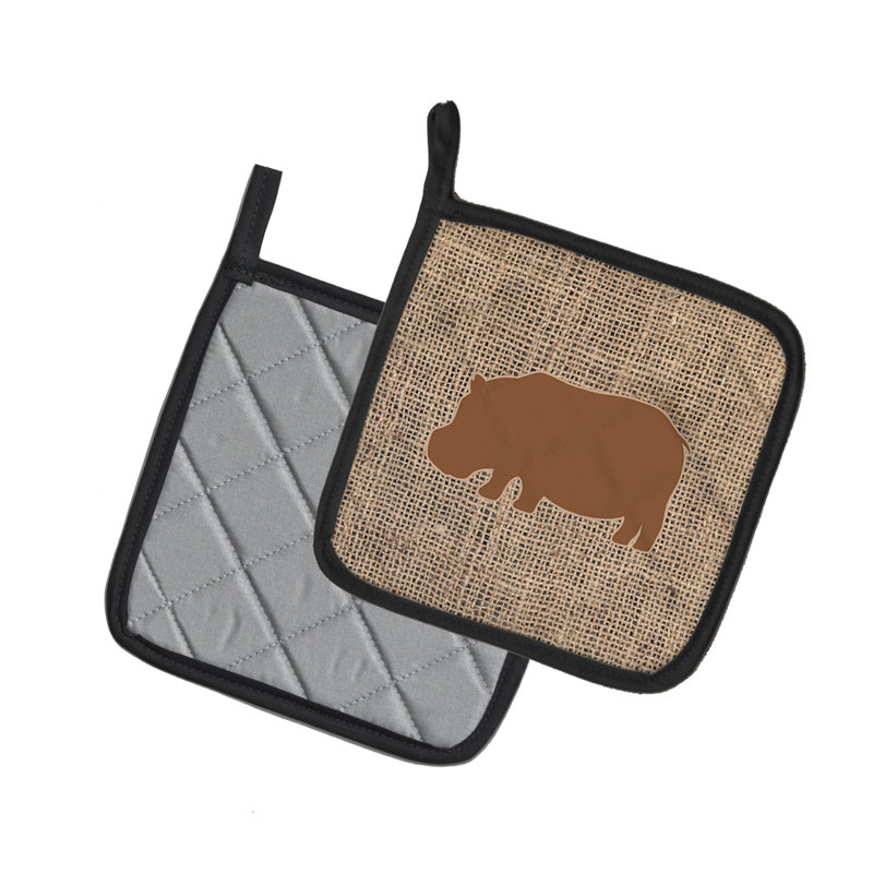 Cuisinier poignée hippopotamus caroline trésors, Brun