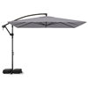 8 x 8 FT Solar LED Offset Cantilever Patio Umbrella with 360° Rotation, Crank Gray