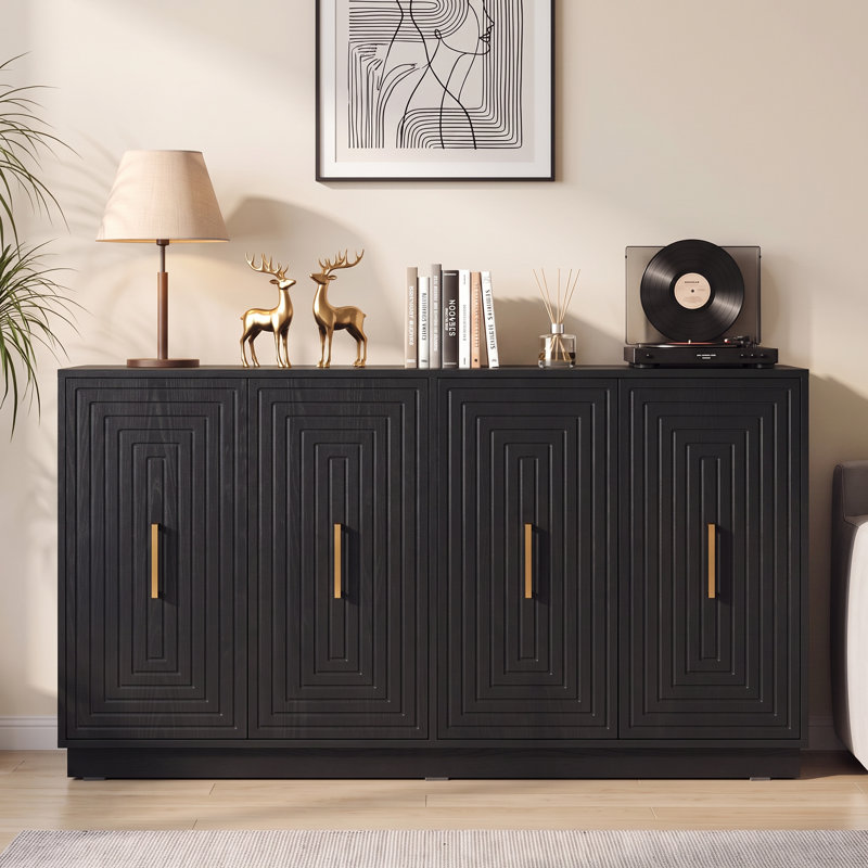 Buffet avec portes et tablettes réglables, Noir