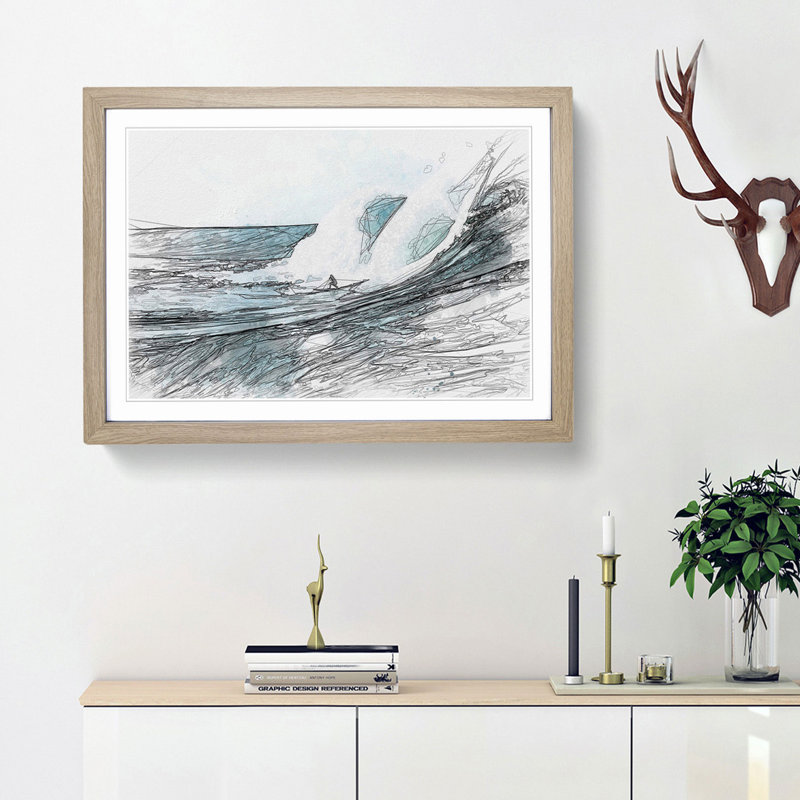 Surfs up in Abstract - Framed Print, Oak Framed, 27cm H x 36cm W x 2cm D