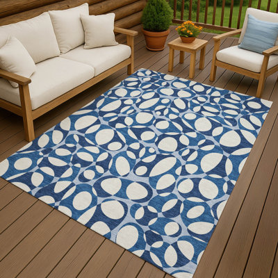 Machine Washable Indoor/Outdoor Chantille ACN2536 Abstract Rug