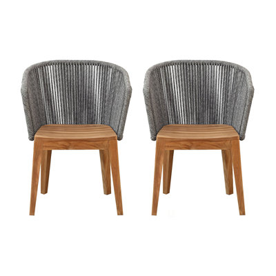Ensemble de chaises d'extérieur en corde et teck Chalfield (ensemble de 2)
