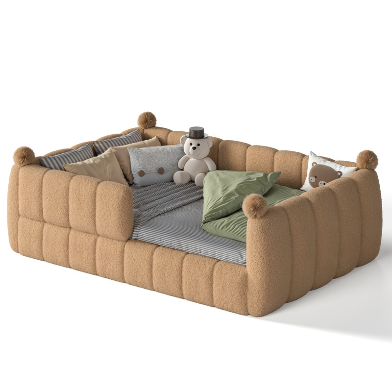 Lit double rembourré pour enfant, lit double Montessori, Full / Double, Natural