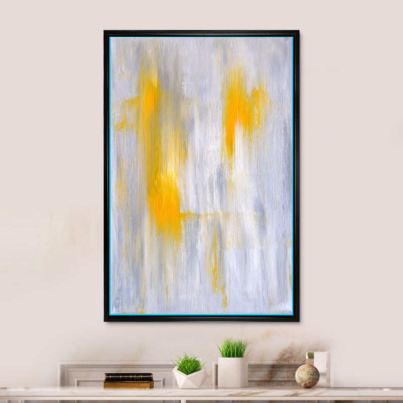 Fusion de l'abstrait - Peinture, H 20 po x l 12 po, Cadre flottant noir