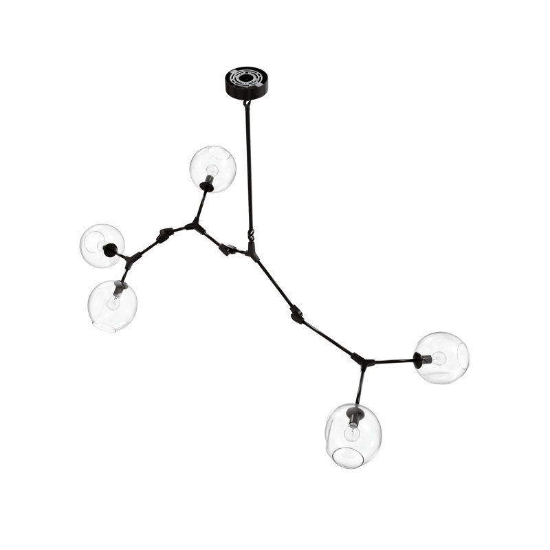 Lustre linéaire moderne à 5 lumières de style Spoutnik Maclean, Bronze foncé