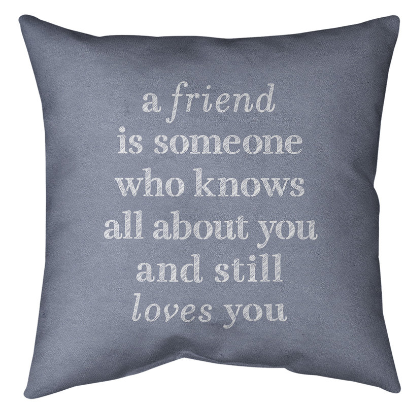 Coussin de sol Love & Friendship, Bleu/blanc, 28 po x 28 po