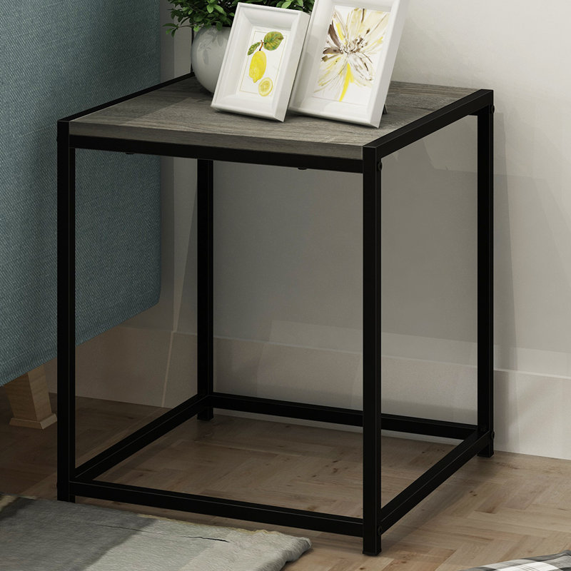 Mistry End Table, French Oak Gray, Black